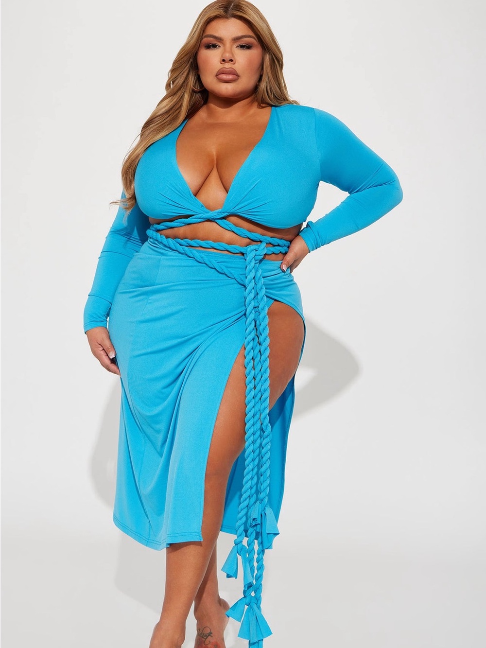 Fashion Nova Reina Two-Piece Midi Wrap Set